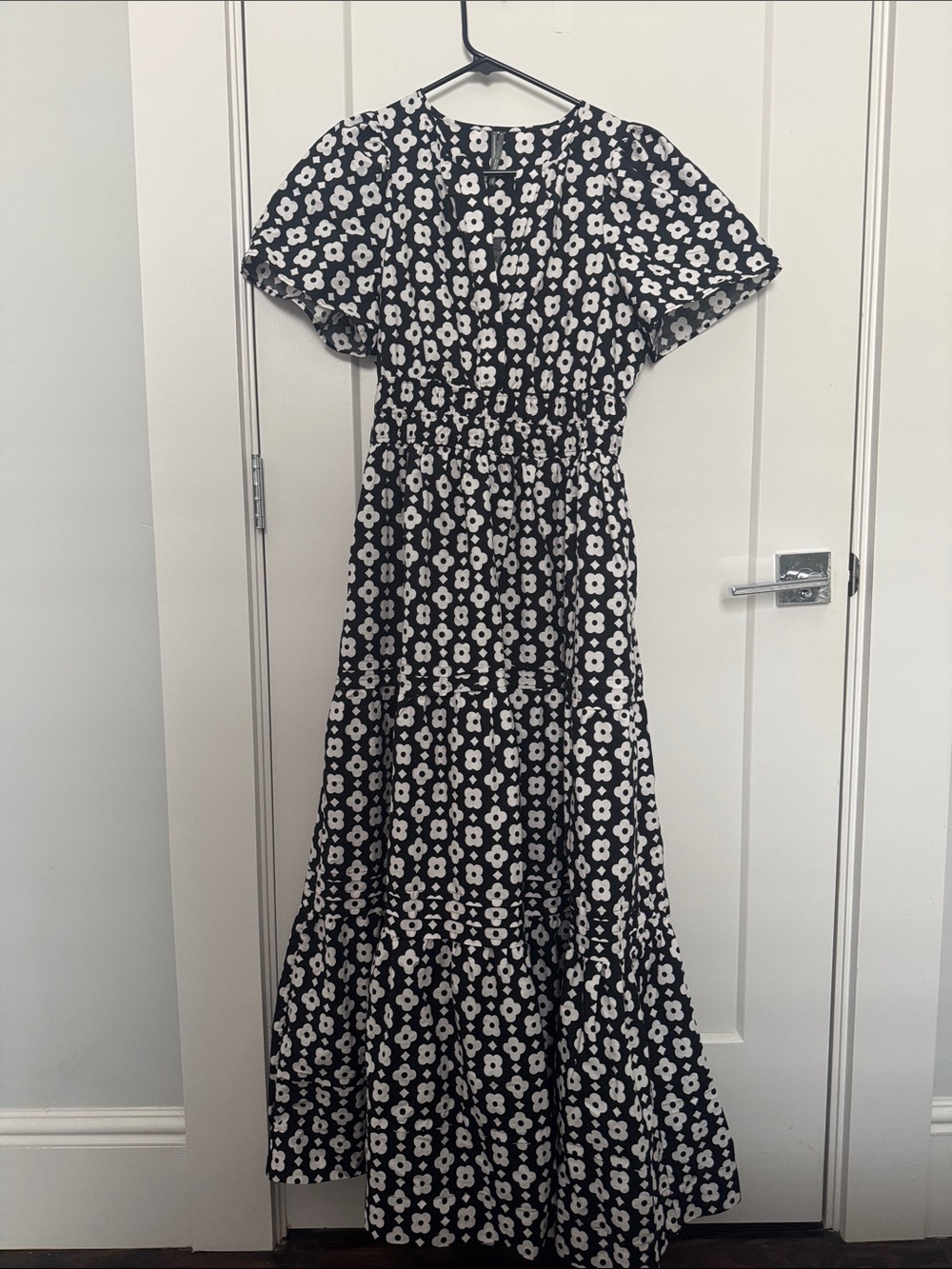 Anthropologie Black Floral Button-Front Maxi Dress